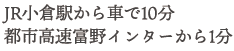 JR小倉駅から車で5分都市高速富野インターから1分